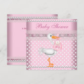 Invitation Fête de naissance Bébé Fille Bébé Rose Tache Perle (Devant / Derrière)