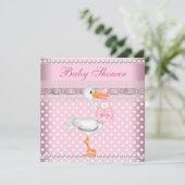 Invitation Fête de naissance Bébé Fille Bébé Rose Tache Perle (Debout devant)