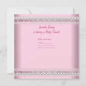 Invitation Fête de naissance Bébé Fille Bébé Rose Tache Perle (Dos)