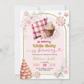 Invitation Fête de Naissance Bébé Fille Café Rose Bébé (Devant)