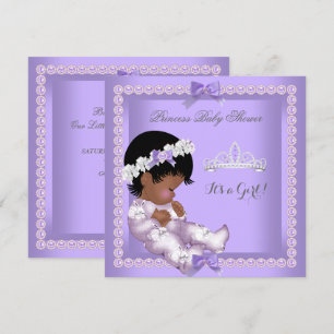 Invitation Fête de naissance bébé fille Ethnique Lavande Viol