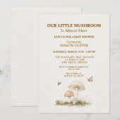 Invitation Fête de Naissance Bébé Fille Garçon Champignons Fo (Devant / Derrière)