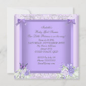 Invitation Fête de naissance bébé fille Lavande Gris Afro-Amé (Dos)