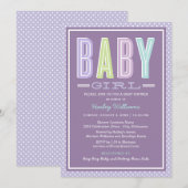 Invitation Fête de Naissance Bébé Fille Lavande Typographie G (Devant / Derrière)