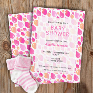 Invitation Fête de naissance bébé fille motif ballon rose