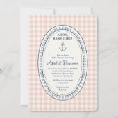 Invitation Fête de naissance bébé fille nautique (Devant)