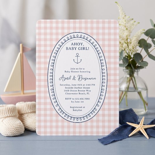 Invitation Fête de naissance bébé fille nautique