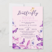 Invitation Fête de naissance Bébé fille Papillon (Devant)