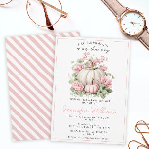 Invitation Fête de naissance bébé fille petite citrouille bla