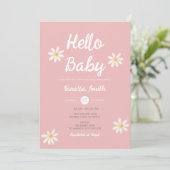 Invitation Fête de naissance Bébé Fille Pink Daisy  (Debout devant)