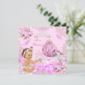 Invitation Fête de Naissance Bébé Fille Princesse Charrette R (Debout devant)