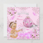 Invitation Fête de Naissance Bébé Fille Princesse Charrette R (Devant)