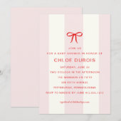 Invitation Fête de Naissance Bébé Fille Ruban à Fronces Rose  (Devant / Derrière)