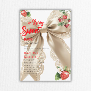 Invitation Fête de Naissance Bébé Fille Sucre Rose Ruban Doré