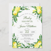 Invitation Fête de Naissance Bébé Fleur de Citron Vert NEUTRE (Devant)