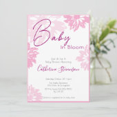 Invitation Fête de naissance bébé fleuri rose moderne (Debout devant)