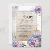 Invitation Fête de Naissance Bébé Fleurs Citrouilles Violette (Devant)