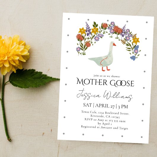 Invitation Fête de Naissance Bébé Fleurs Sauvages de Mère l'O