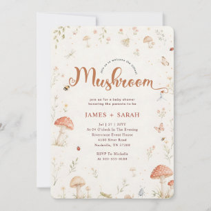 Invitation Fête de Naissance Bébé Forêt de Champignons à l'Aq
