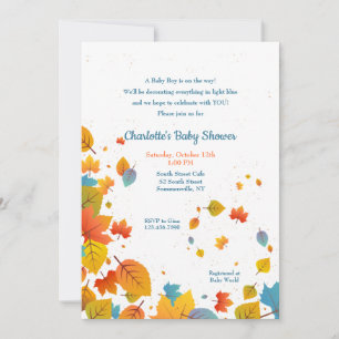Invitation Fête de naissance bébé garçon d'automne
