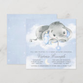 Invitation Fête de naissance bébé garçon éléphant Twinkle Twi (Devant / Derrière)