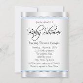 Invitation Fête de naissance bébé garçon ethnique bleu argent (Dos)
