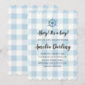 Invitation Fête de Naissance Bébé Garçon Marin Ohé Bébé (Devant / Derrière)