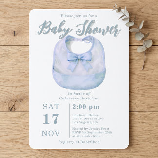 Invitation Fête de naissance bébé garçon nœud papillon bleu c