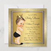 Invitation Fête de naissance bébé garçon noir et or (Devant)