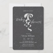 Invitation Fête de naissance bébé Hiver Arc Argent Gris Foncé (Devant)