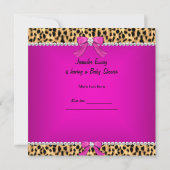 Invitation Fête de Naissance Bébé Mignonne Fille Léopard Rose (Dos)