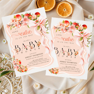 Invitation Fête de Naissance Bébé Mignonne Petit Ruban Floral