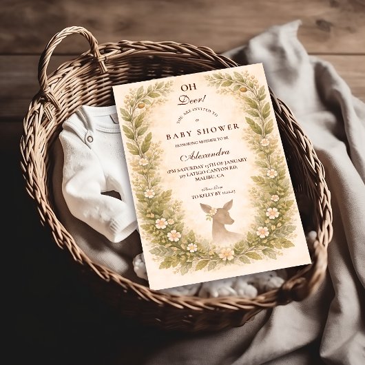 Invitation Fête de Naissance Bébé Oh Cerf de la Forêt