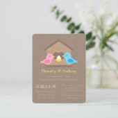 Invitation Fête de naissance Bébé Oiseau Mignon Maison dans l (Debout devant)