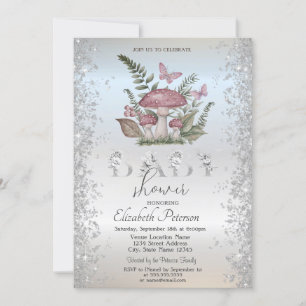Invitation Fête de Naissance Bébé Paillettes Papillons Champi