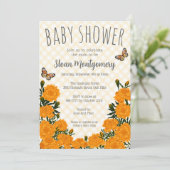 Invitation Fête de naissance bébé papillon Monarque Marigold (Debout devant)