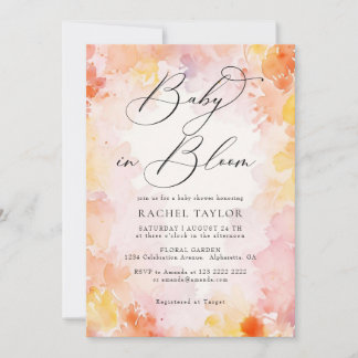 Invitation Fête de naissance bébé pastel aquarelle rose bébé