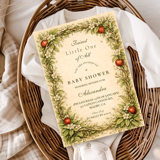 Invitation Fête de naissance Bébé Pomme de la Forêt