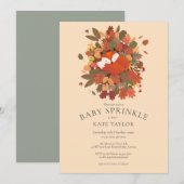 Invitation Fête de Naissance Bébé Renardeau Bois Rustique (Devant / Derrière)