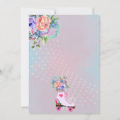 Invitation Fête de naissance bébé rétro floral sarcelle rolle (Dos)