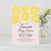 Invitation Fête de Naissance Bébé Rose Lemonade Citron Abstra (Debout devant)