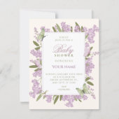 Invitation Fête de naissance bébé shower florale violette (Devant)