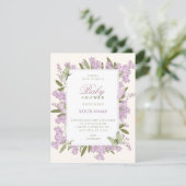Invitation Fête de naissance bébé shower florale violette (Debout devant)