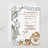 Invitation Fête de naissance Bébé Vaquerito Cactus Cowboy Esp (Devant)