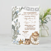 Invitation Fête de naissance Bébé Vaquerito Cactus Cowboy Esp (Debout devant)