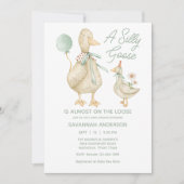 Invitation Fête de Naissance Bébé Vert Silly Goose (Devant)