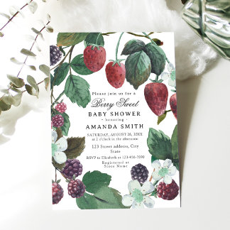 Invitation Fête de naissance Berry Sweet à la mûre et à la fr