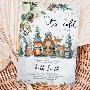 Invitation Fête de naissance Blue Winter Woodland pour bébé g