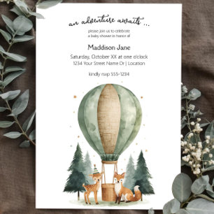 Invitation Fête de naissance Bohème Cerf et Renard à l'aquare