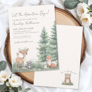 Invitation Fête de naissance bohème en forêt pour bébé